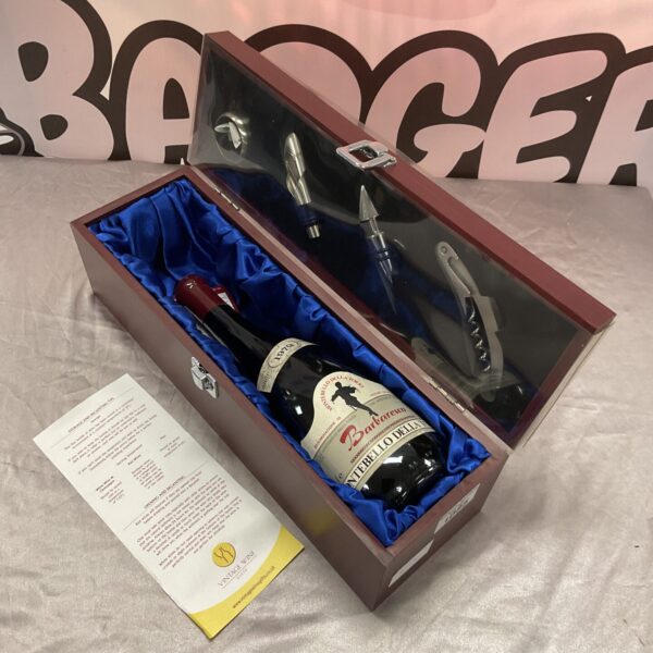 Vintage 1979 Barbaresco wine gift set in presentation box.