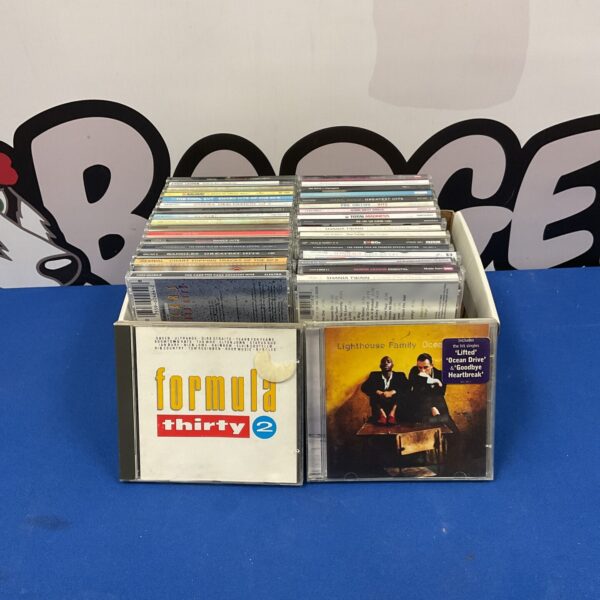 Lot of vintage 1980s CDs in jewel cases.
