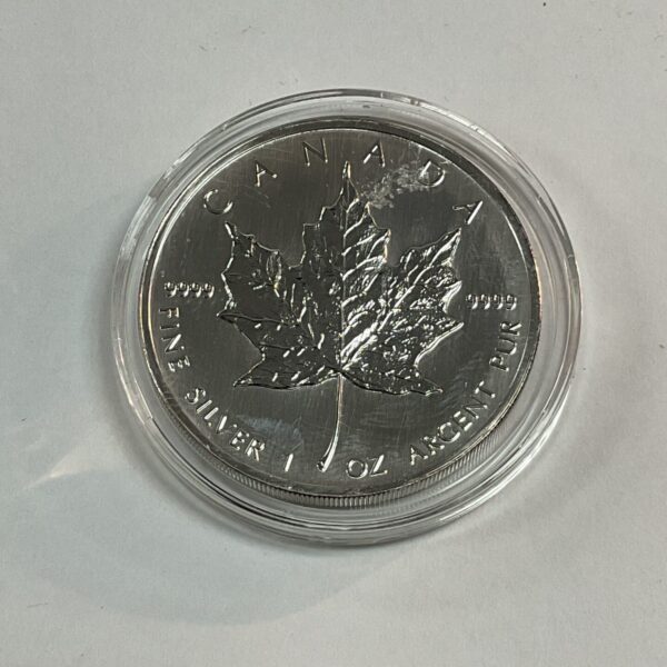 1991 Canadian Silver Maple Leaf coin featuring Queen Elizabeth II.