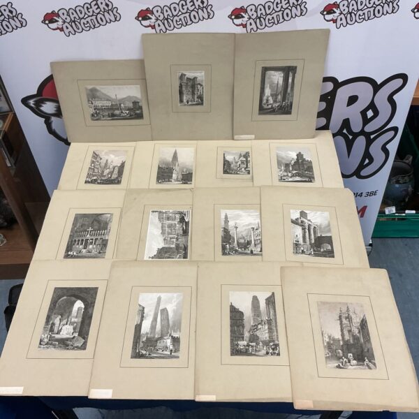 Collection of 19th-century Italian steel engravings depicting various scenes.