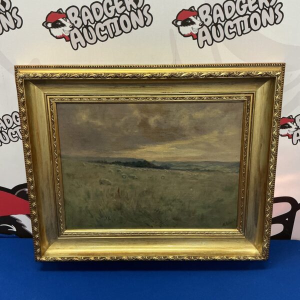 19th-century landscape painting by McKulloch, serene meadow scene.