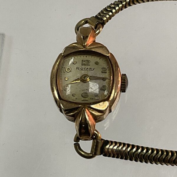 Vintage 9ct gold Rotary wristwatch with rolled gold bracelet.