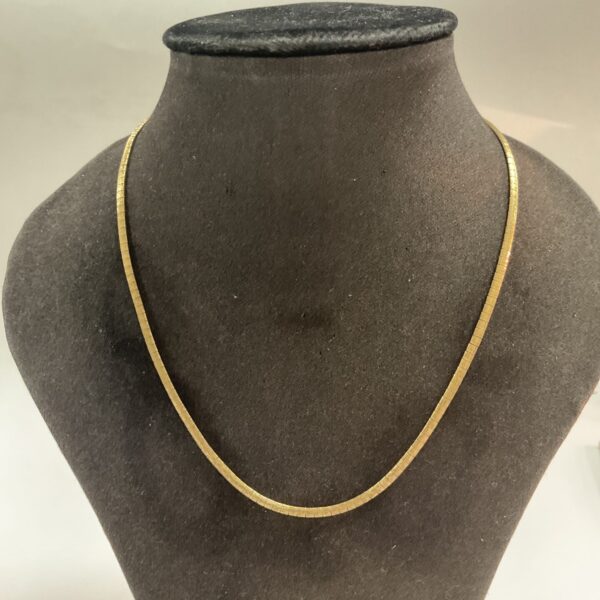 Elegant 9ct gold snake link necklace, delicate fine chain.