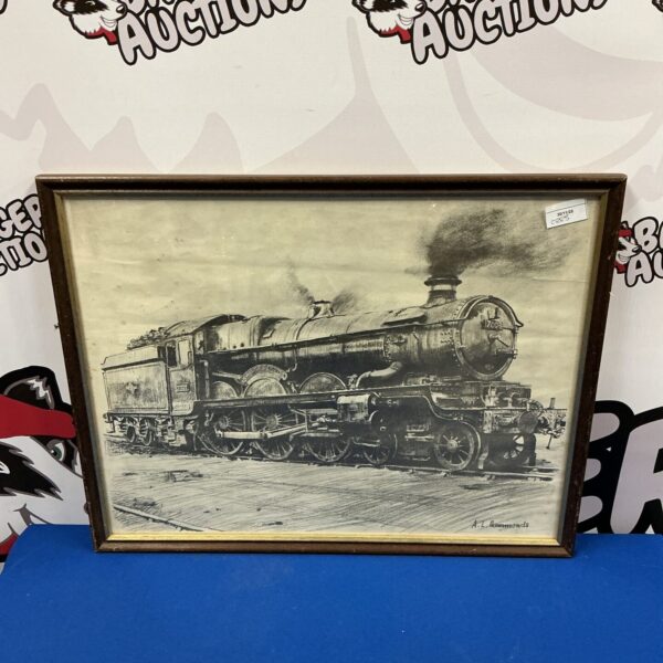 Framed A. Hammonds steam train print, vintage railway art.