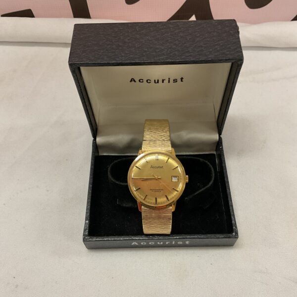 Vintage Accurist Shockmaster wristwatch with gold plating.