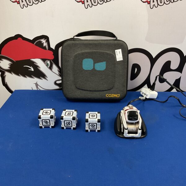 Anki Cozmo robot toy on a display stand.