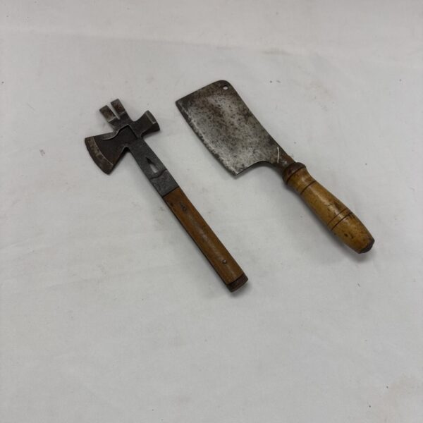 Antique cleaver and German roofers tool, vintage tools for collectors.