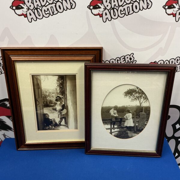 Antique framed photograph of children, vintage portrait.