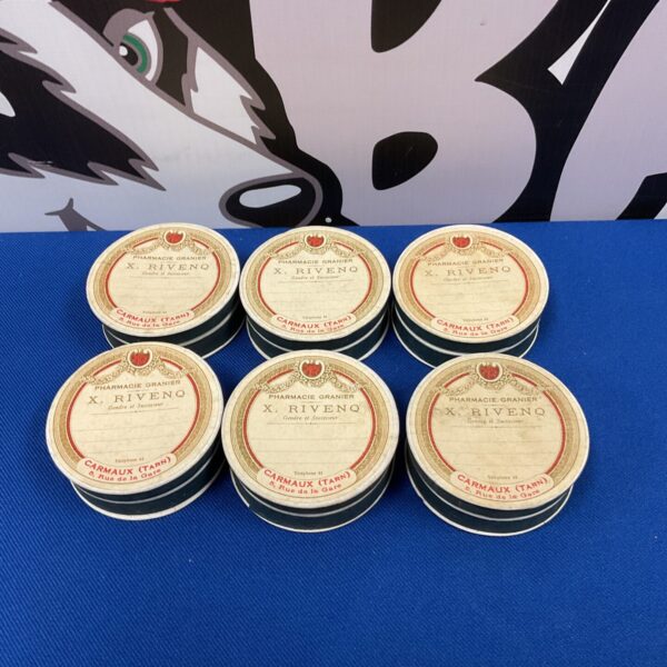 Set of antique French pharmacy pill boxes by Pharmacie Granier.