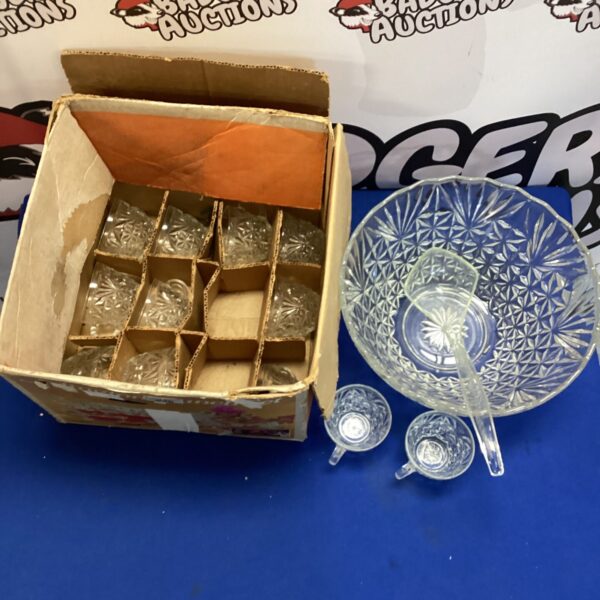 Vintage Arlington punch bowl set with ladle and cups.