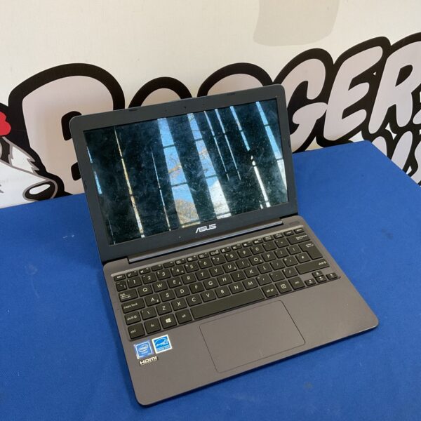 Dark Asus E203M notebook laptop, compact and portable.