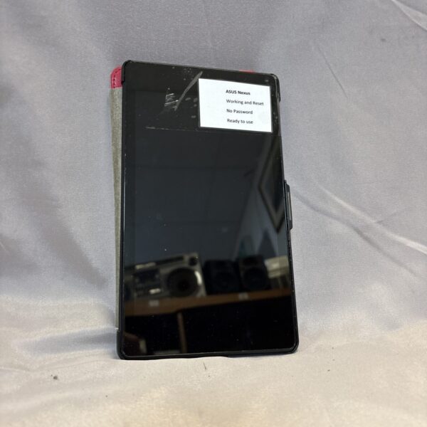 Front view of a black Asus Nexus tablet.