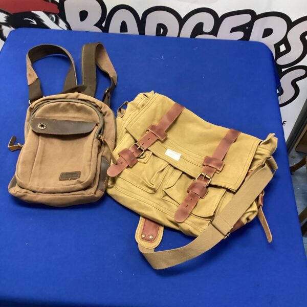 Vintage Auger Strauss & Co canvas bags, a collectible lot.