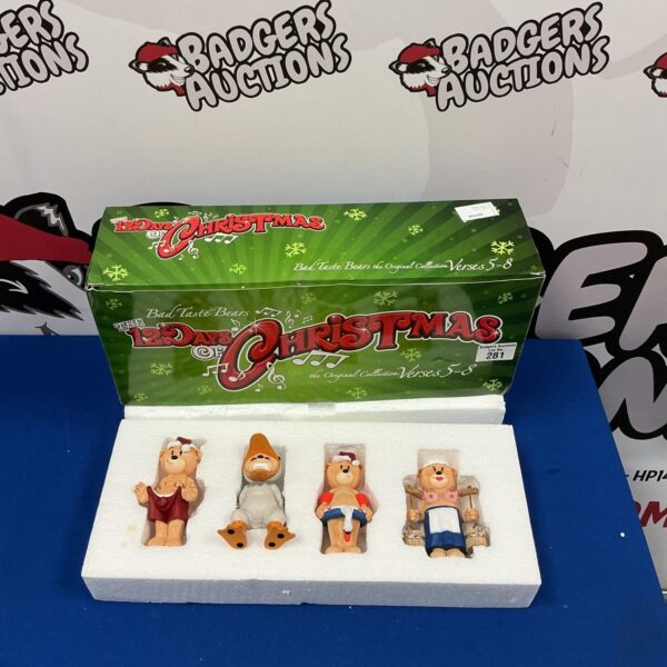 Front view of Bad Taste Bears figures in original Christmas packaging.