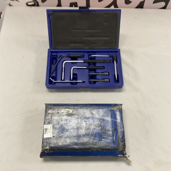 Bluepoint airbag removal kit with tools inside a blue case.