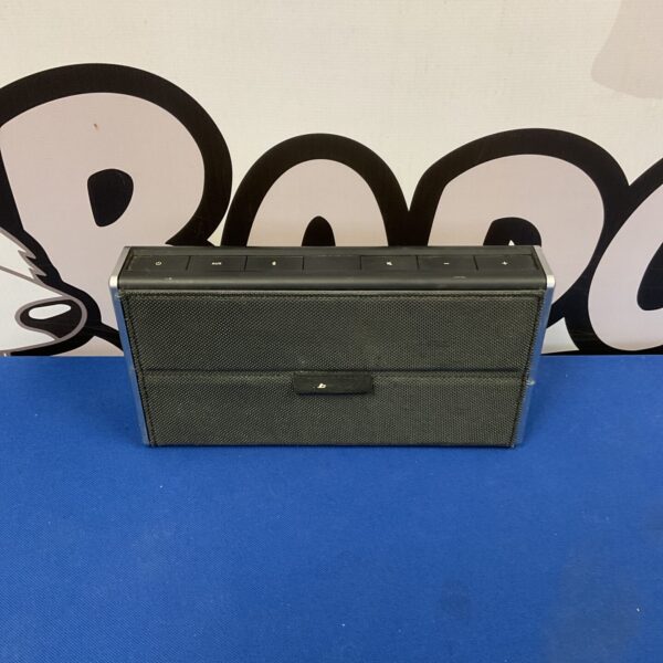 Black Bose SoundLink Bluetooth speaker, portable wireless audio device.