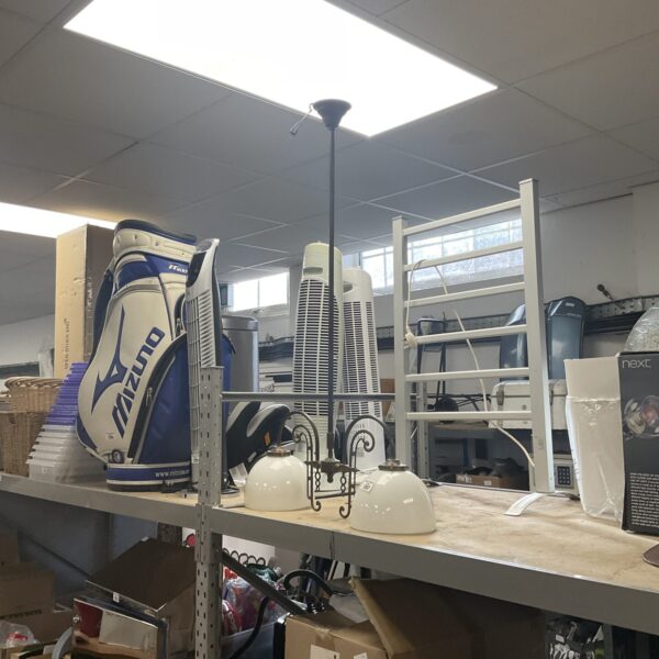 Large brass and glass dome ceiling light, vintage Art Deco style.