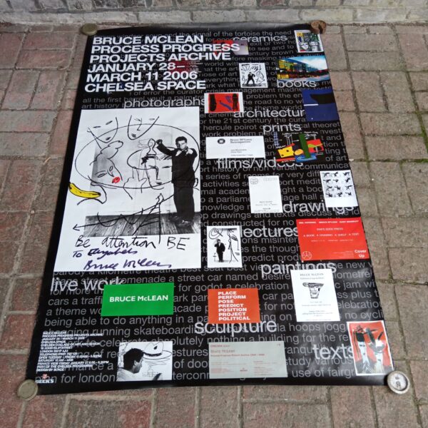 Vintage Bruce McLean gallery poster for 2006 exhibition at Chelsea Space.