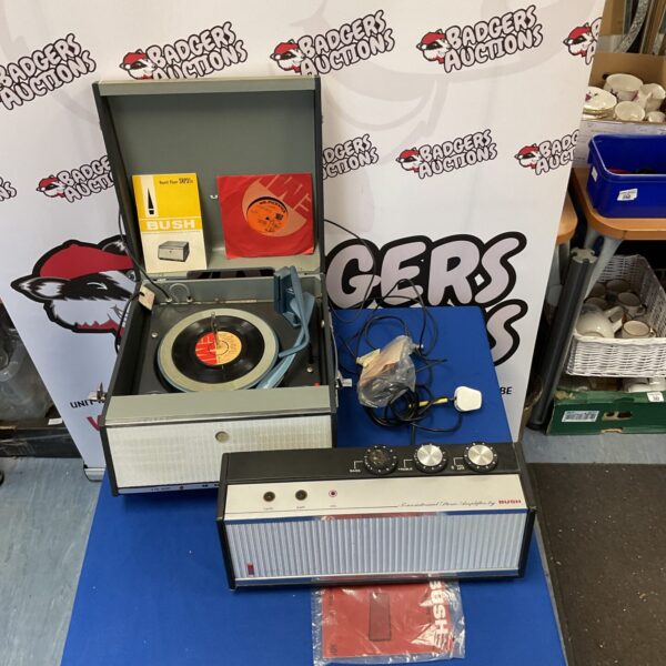Vintage Bush SRP31D record player and AU51 amplifier stereo system.