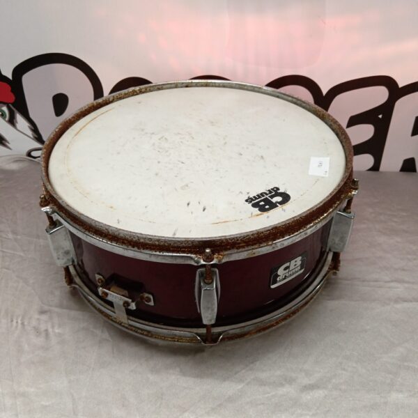 Vintage red CB Drums snare drum, a restoration project for collectors.
