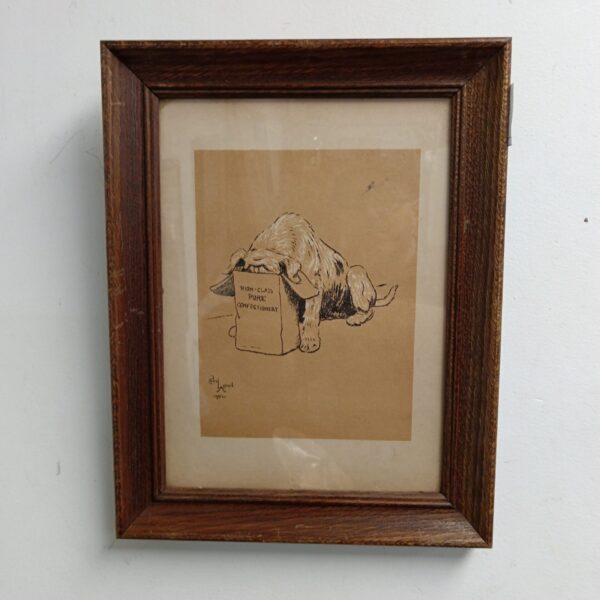 Vintage 1902 Cecil Aldin lithograph of a playful puppy.