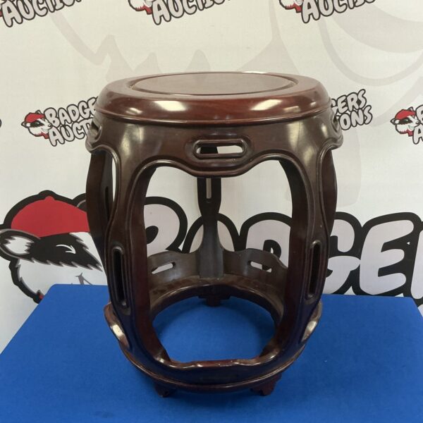 Intricately carved Chinese hardwood stool, early 20th century.