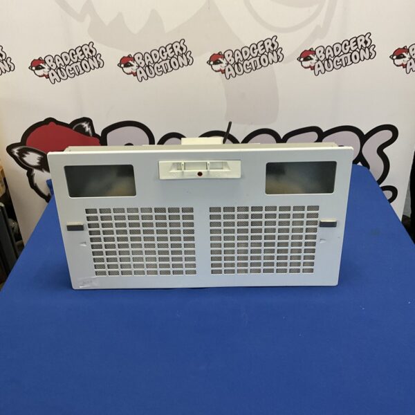 White cooker hood extractor fan with grill front.