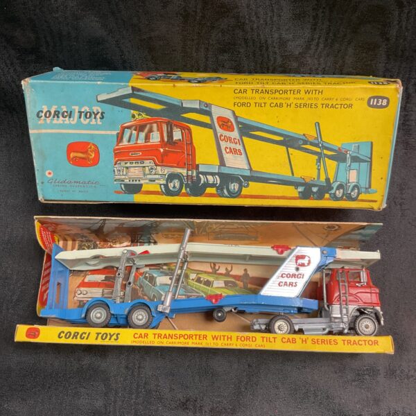 Vintage Corgi car transporter in original box.