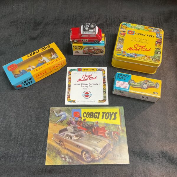 Vintage Corgi Toys Formula 1 race car with box and certificate.