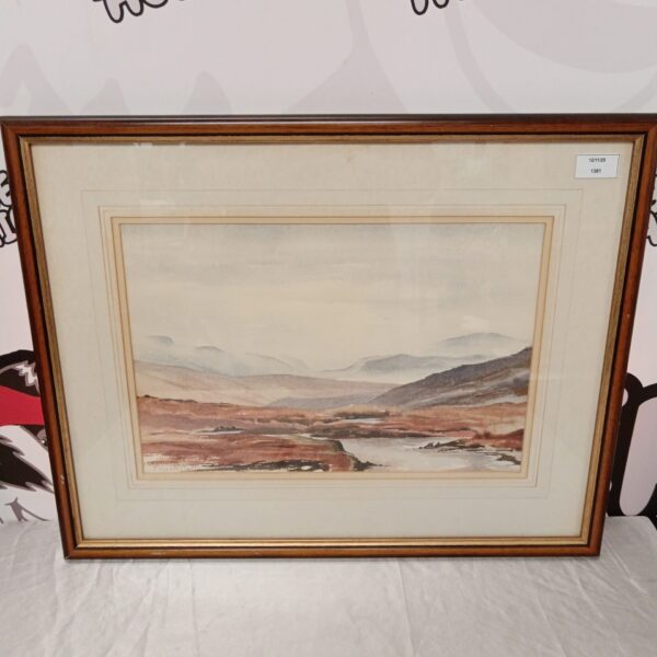Derek Butte watercolour painting of Scottish Highlands landscape, Aw Tealach.