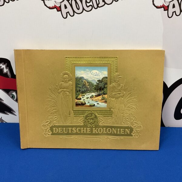 Vintage Deutsche Kolonien cigarette cards album cover, 1930s Dresden.