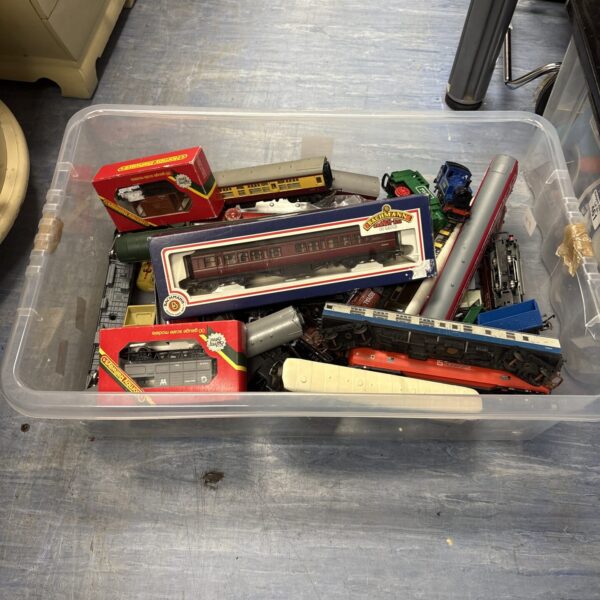 Full lot of vintage and diecast trains and carriages.