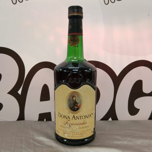 Sealed bottle of Dona Antonia Reserva port wine, collectible vintage.