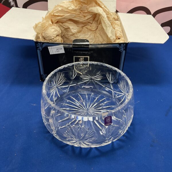 Elegant Edinburgh crystal salad bowl with Argyll pattern, perfect for serving.