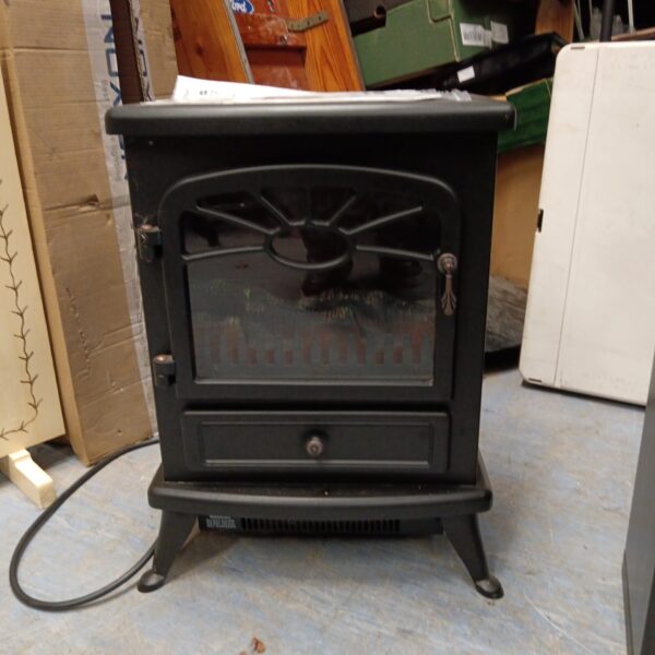 Vintage electric fireplace with realistic flame effect for home decor.