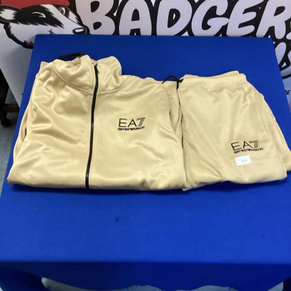 Beige Emporio Armani tracksuit size XL, designer sportswear.