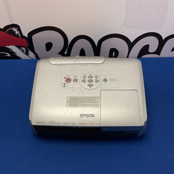 Front view of a vintage Epson EMP-S4 portable projector.