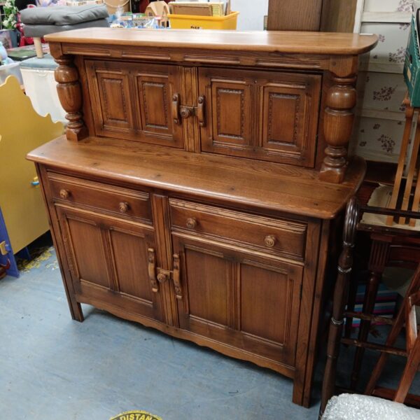 Vintage Ercol Court Cabinet sideboard in elm wood.