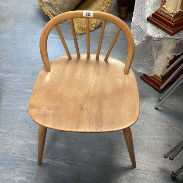 Vintage Ercol dressing table chair in beech wood.