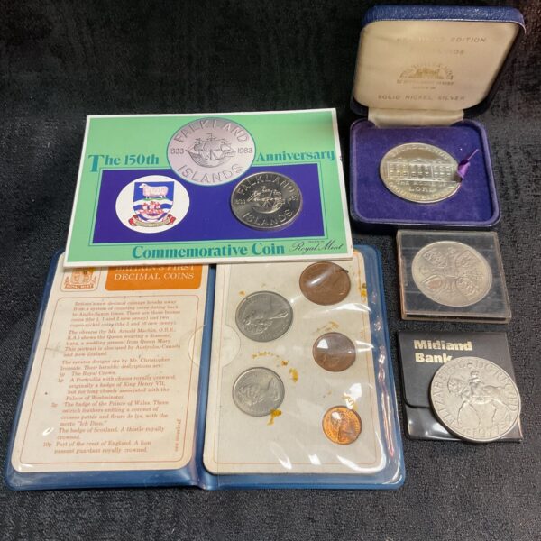 Falkland Islands commemorative coins collection, silver alloy.