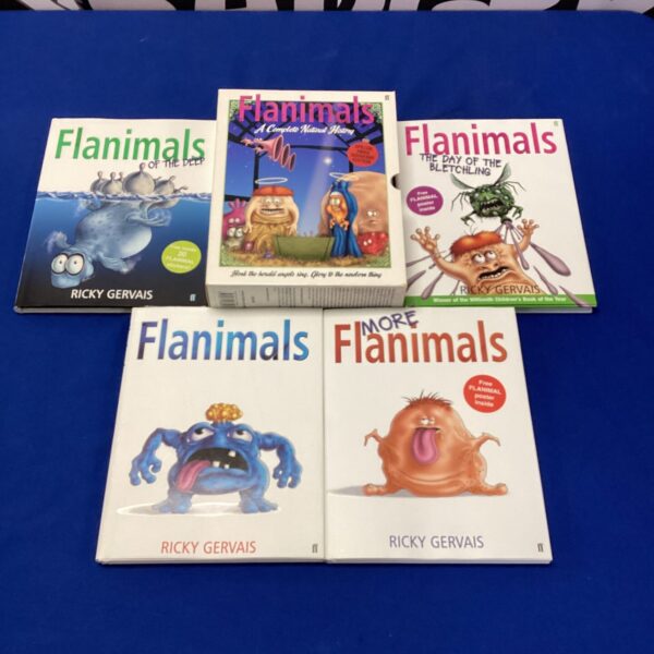 Complete set of Flanimals books by Ricky Gervais, humorous natural history.