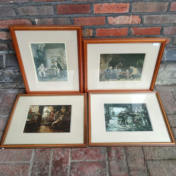Antique F M Bennett print set, Victorian era wall art.