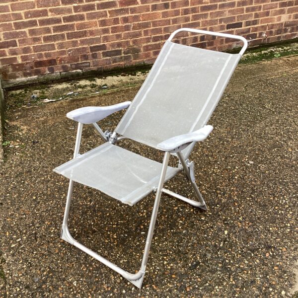 Vintage folding garden chair with aluminium frame.