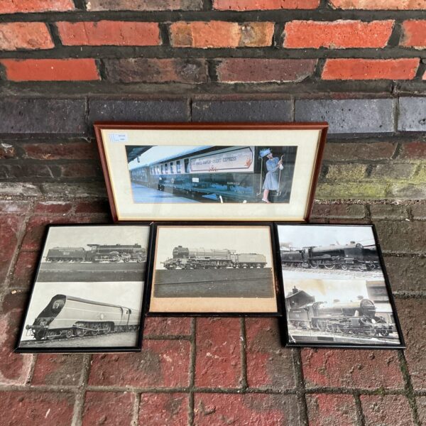 Vintage framed photograph of a steam train locomotive.