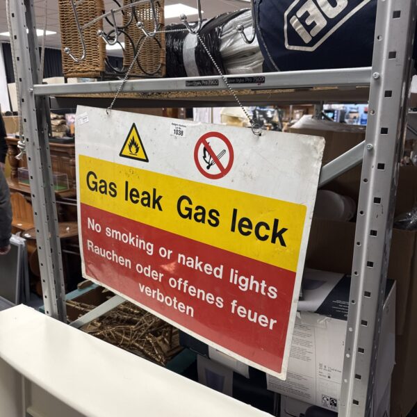 Vintage gas leak safety sign Pro 7900 for industrial hazard warning.