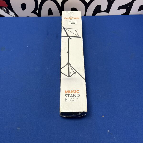Black Gear4music music stand in original box.