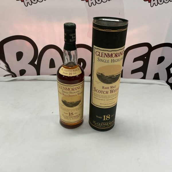 Bottle of Glenmorangie 18 year old rare scotch whisky.