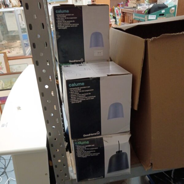 Lot of five new Goodhome Calume pendant lights in packaging.