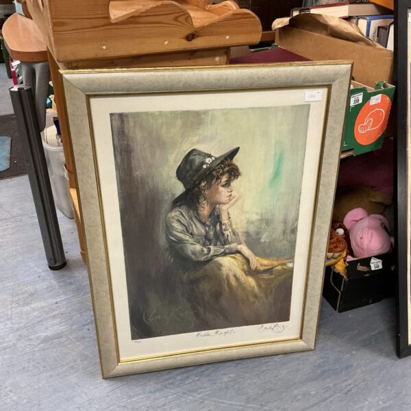 Framed limited edition Gordon King "Hidden Thoughts" print of a girl.