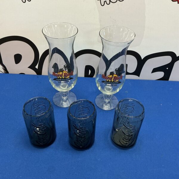 Hard Rock Hurricane and Coca Cola glasses lot for collectors.